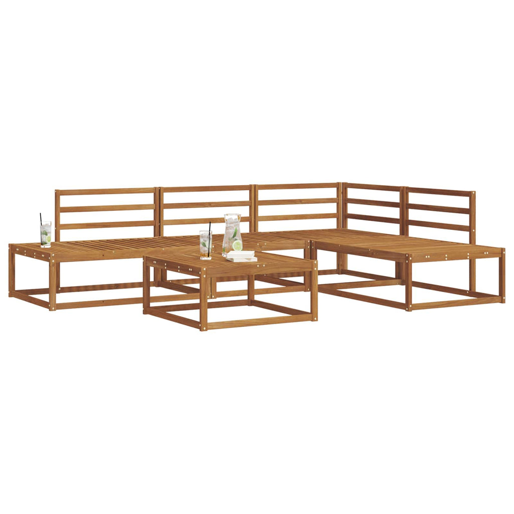 Outdoor Sofa Set Solid Acacia Wood White Natural 115 cm