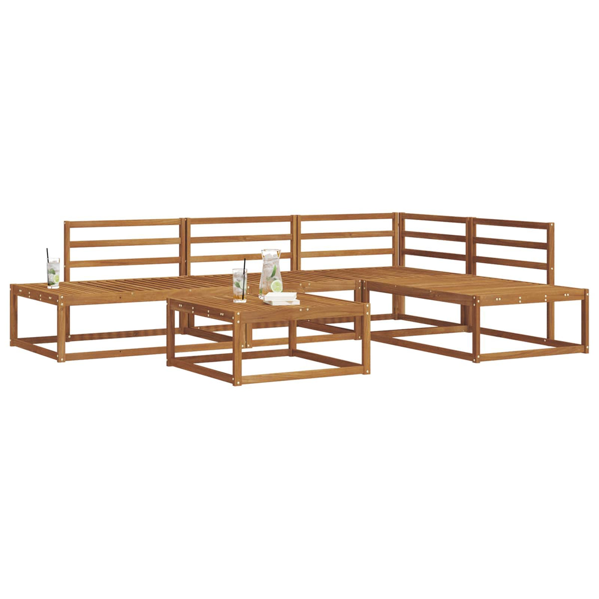 Outdoor Sofa Set Solid Acacia Wood White Natural 115 cm