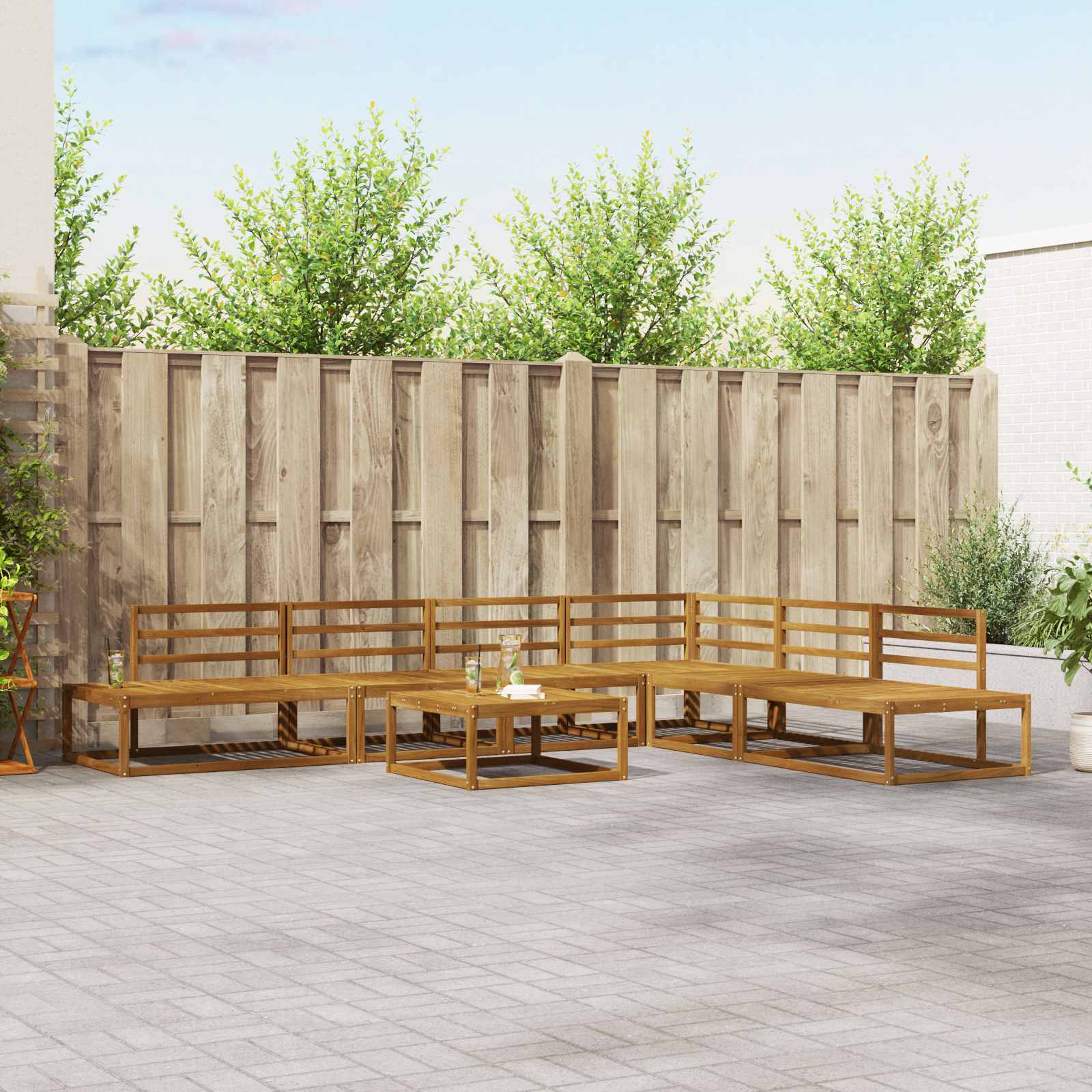 Outdoor Sofa Set Solid Acacia Wood