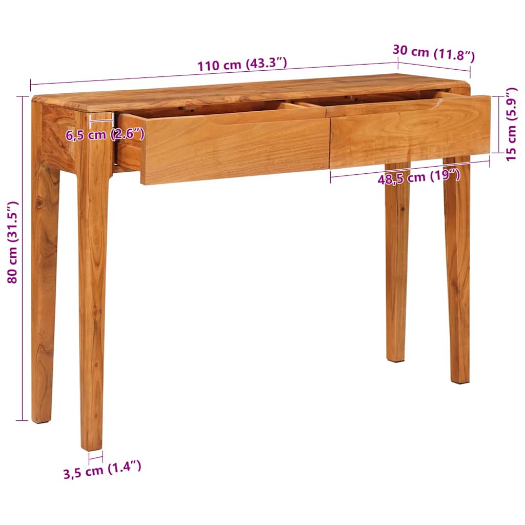 Console Table Brown Solid Acacia Wood