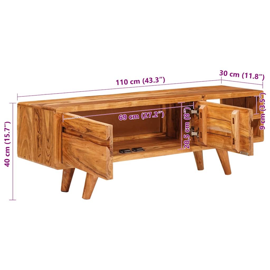 Tv Cabinet With Shelf Brown Solid Acacia Wood