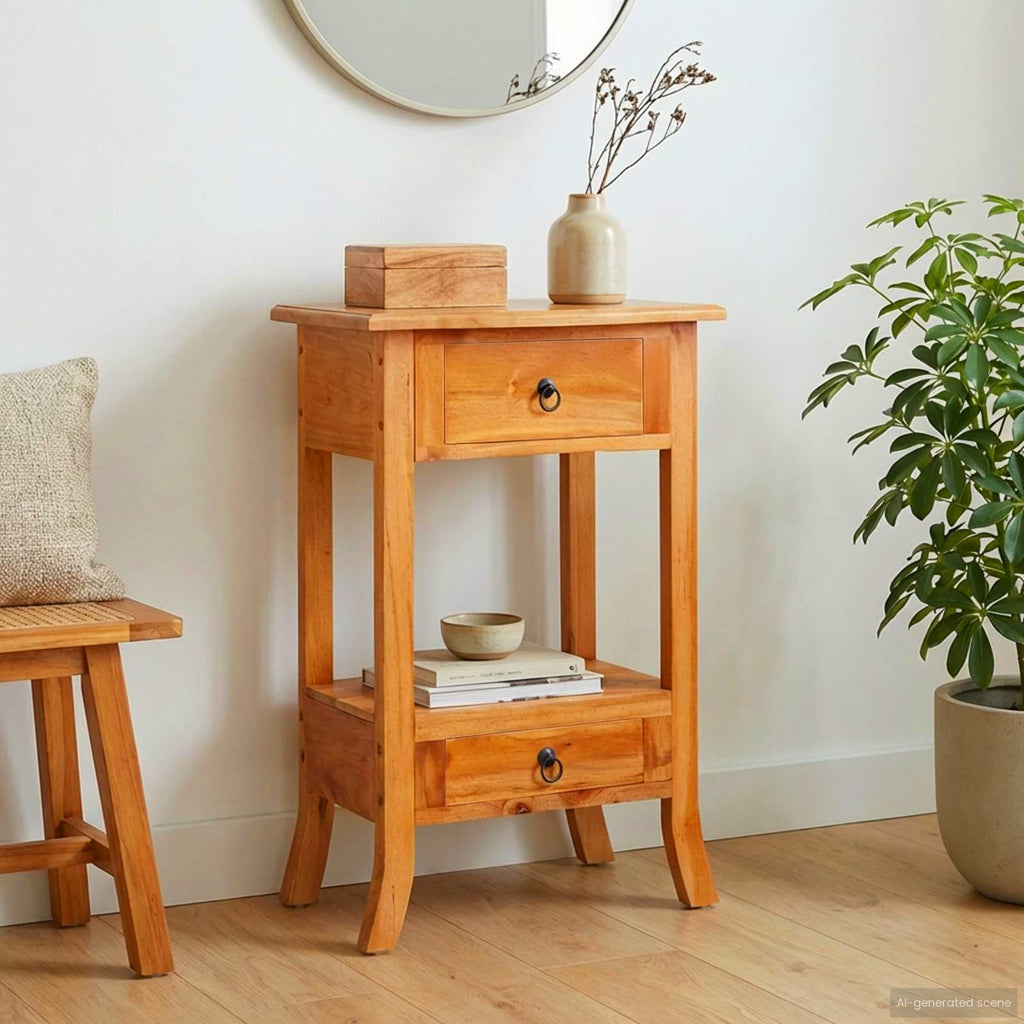 Console Table Natural 50.5 X 30 X 75.5 Cm Solid Mahogany Wood