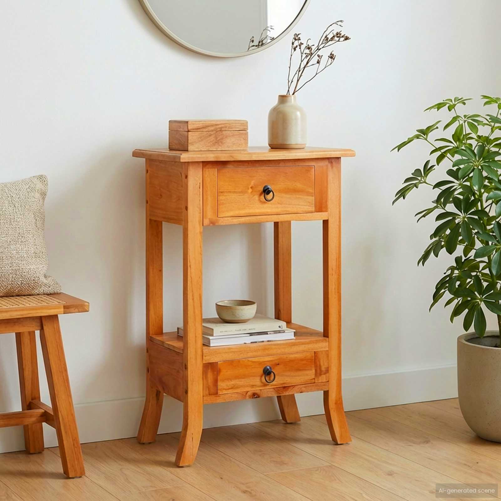Console Table Natural 50.5 X 30 X 75.5 Cm Solid Mahogany Wood
