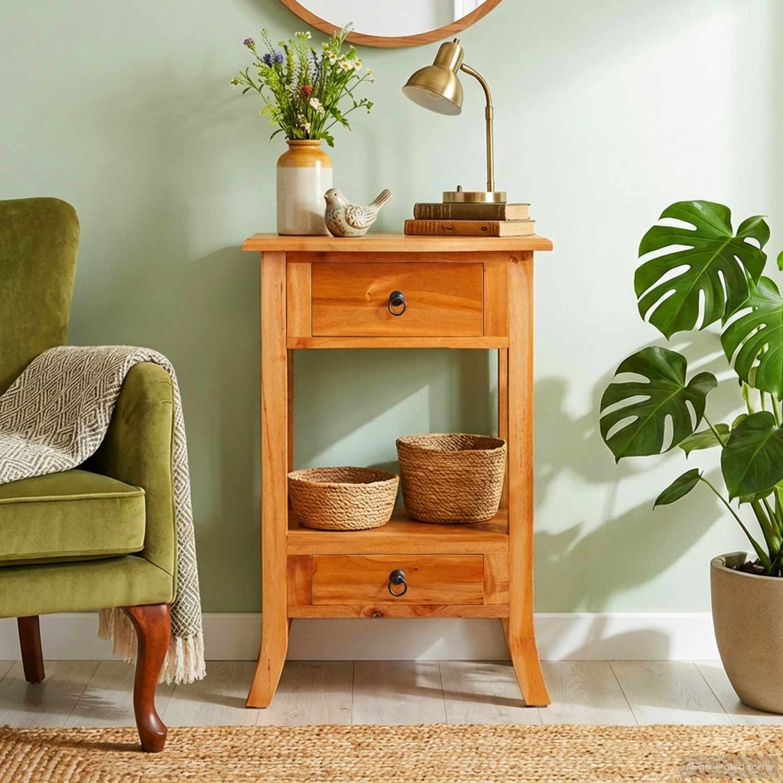 Console Table Natural 50.5 X 30 X 75.5 Cm Solid Mahogany Wood