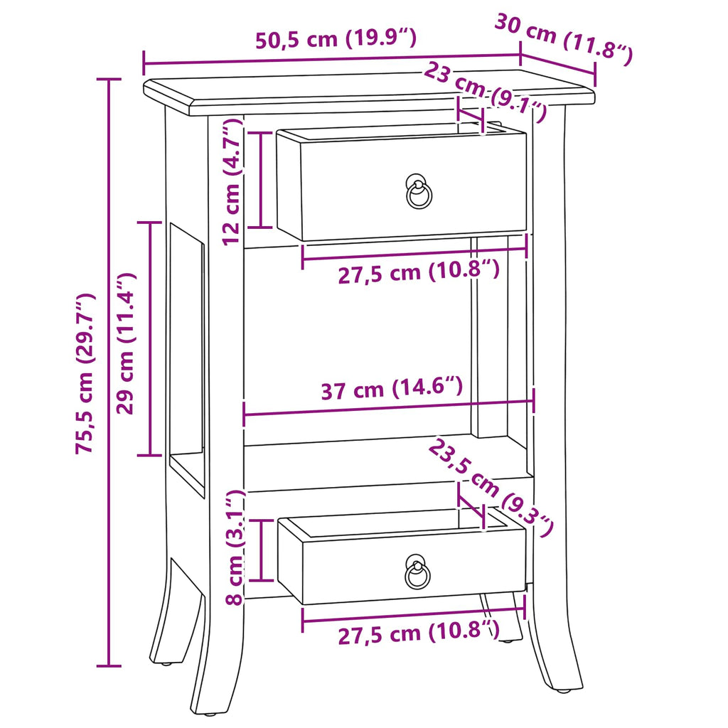 Console Table Natural 50.5 X 30 X 75.5 Cm Solid Mahogany Wood