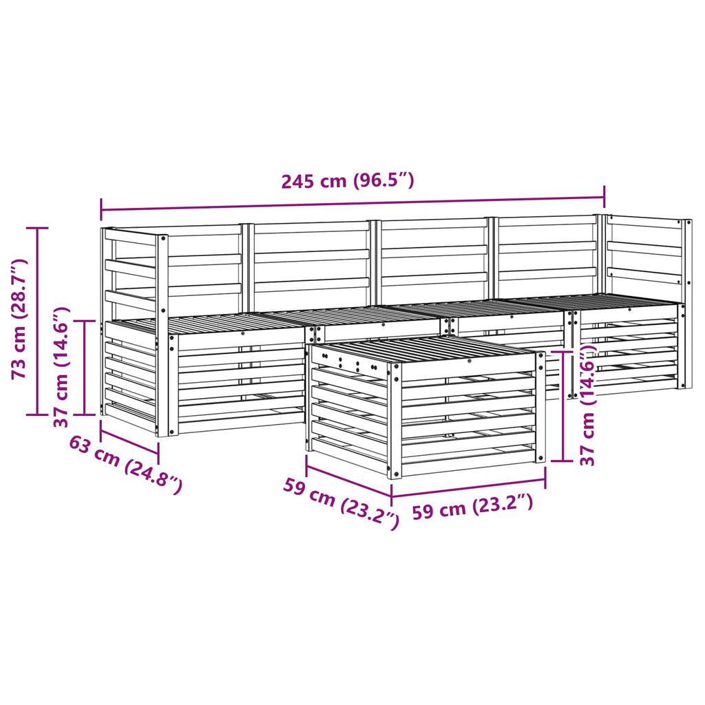 Sofa Sets 5 Pcs Solid Acacia Wood