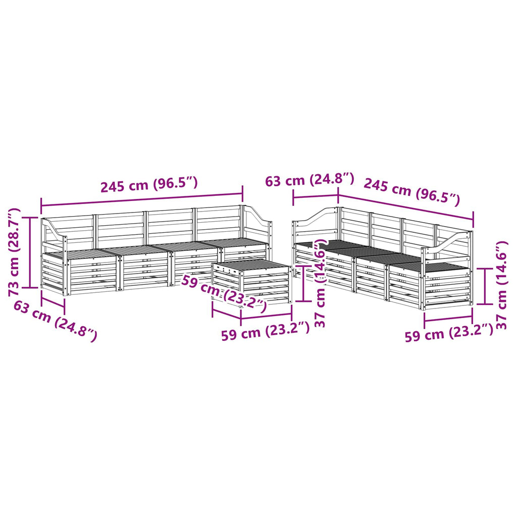 Sofa Sets 9 Pcs Solid Acacia Wood