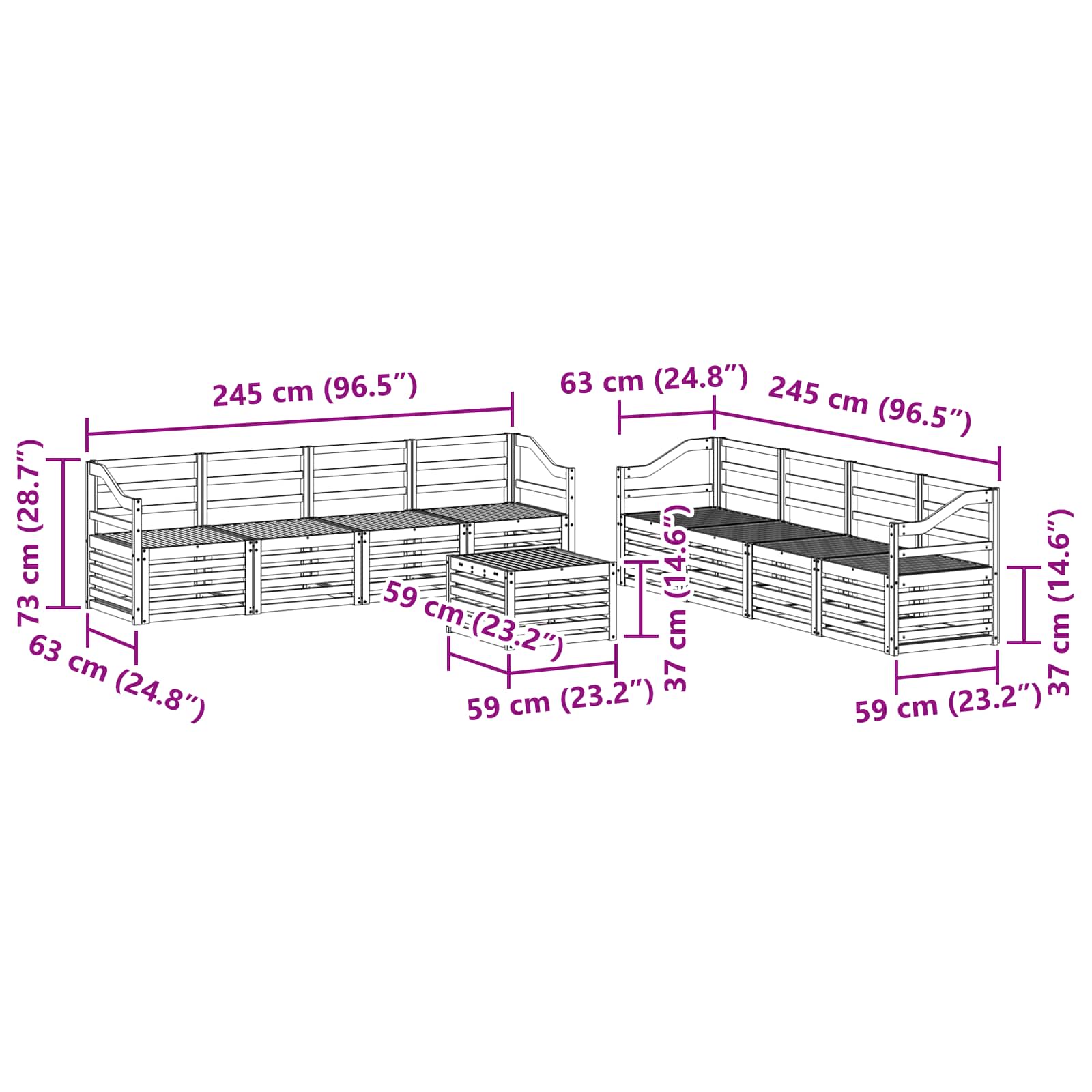 Sofa Sets 9 Pcs Solid Acacia Wood