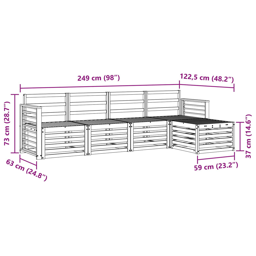 Sofa Sets 5 Pcs Solid Acacia Wood