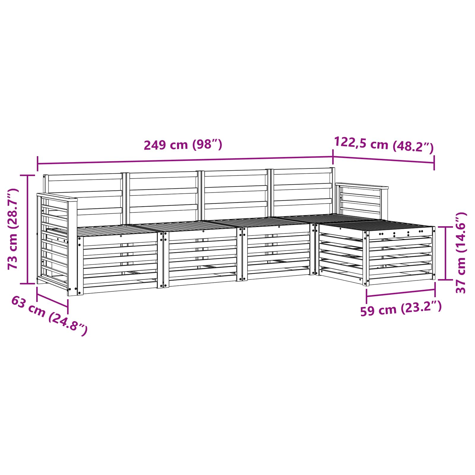 Sofa Sets 5 Pcs Solid Acacia Wood