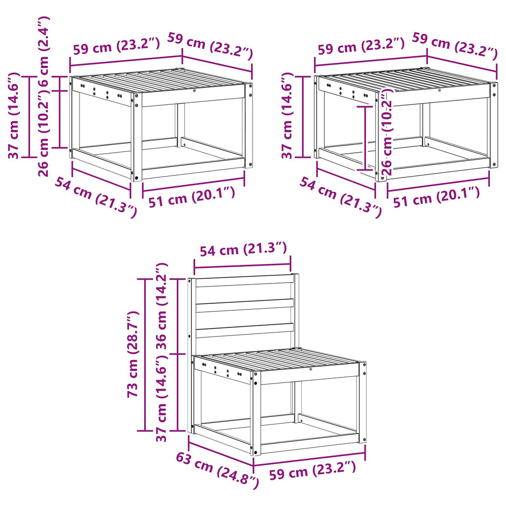 Sofa Sets 6 Pcs Solid Acacia Wood