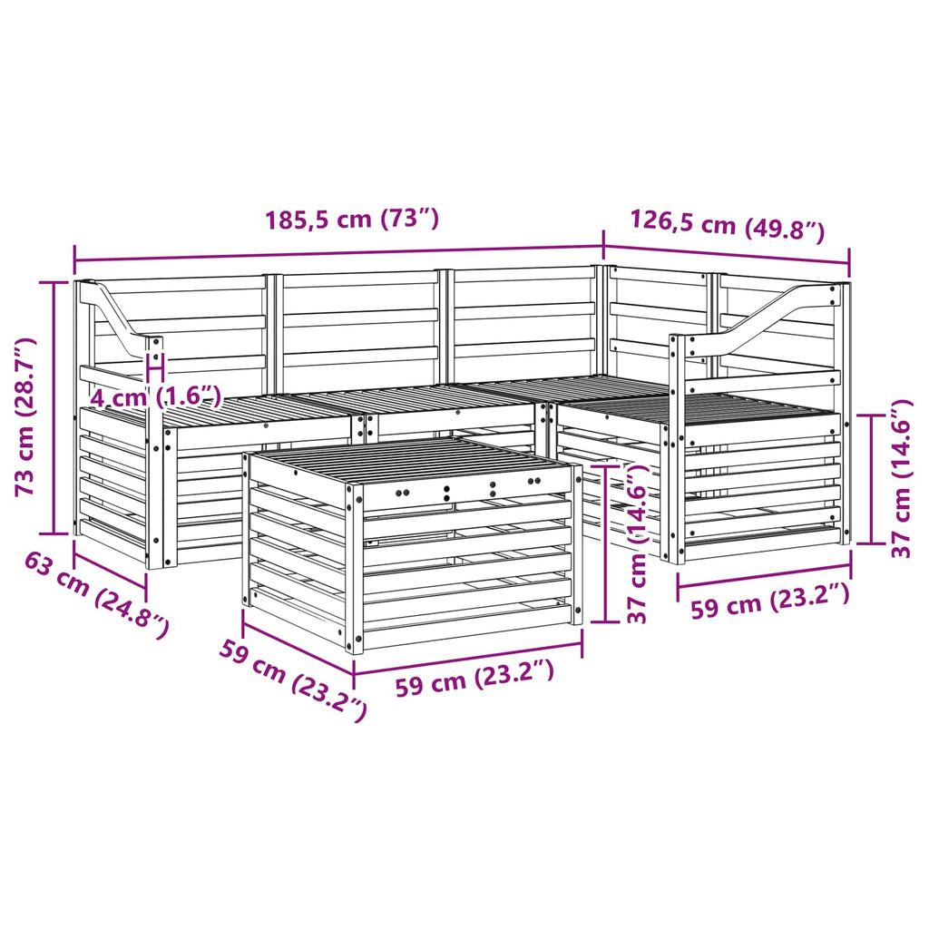 Outdoor Sofa Set 5 Pcs