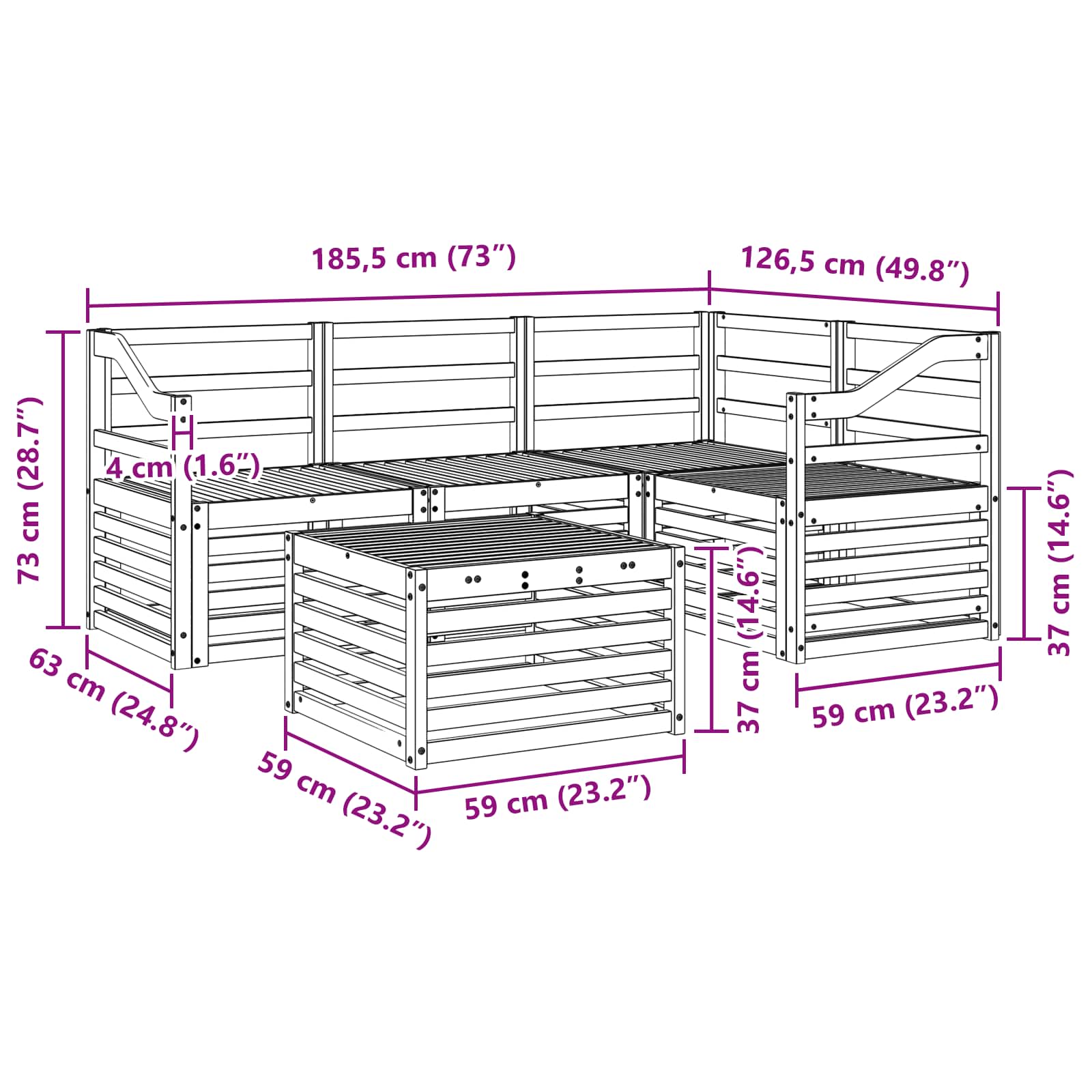 Outdoor Sofa Set 5 Pcs