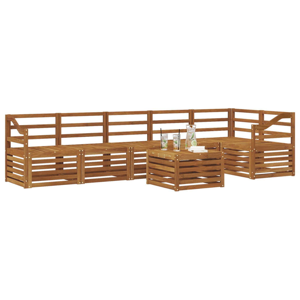 Sectional Sofa Set 7 Pcs Solid Acacia Wood