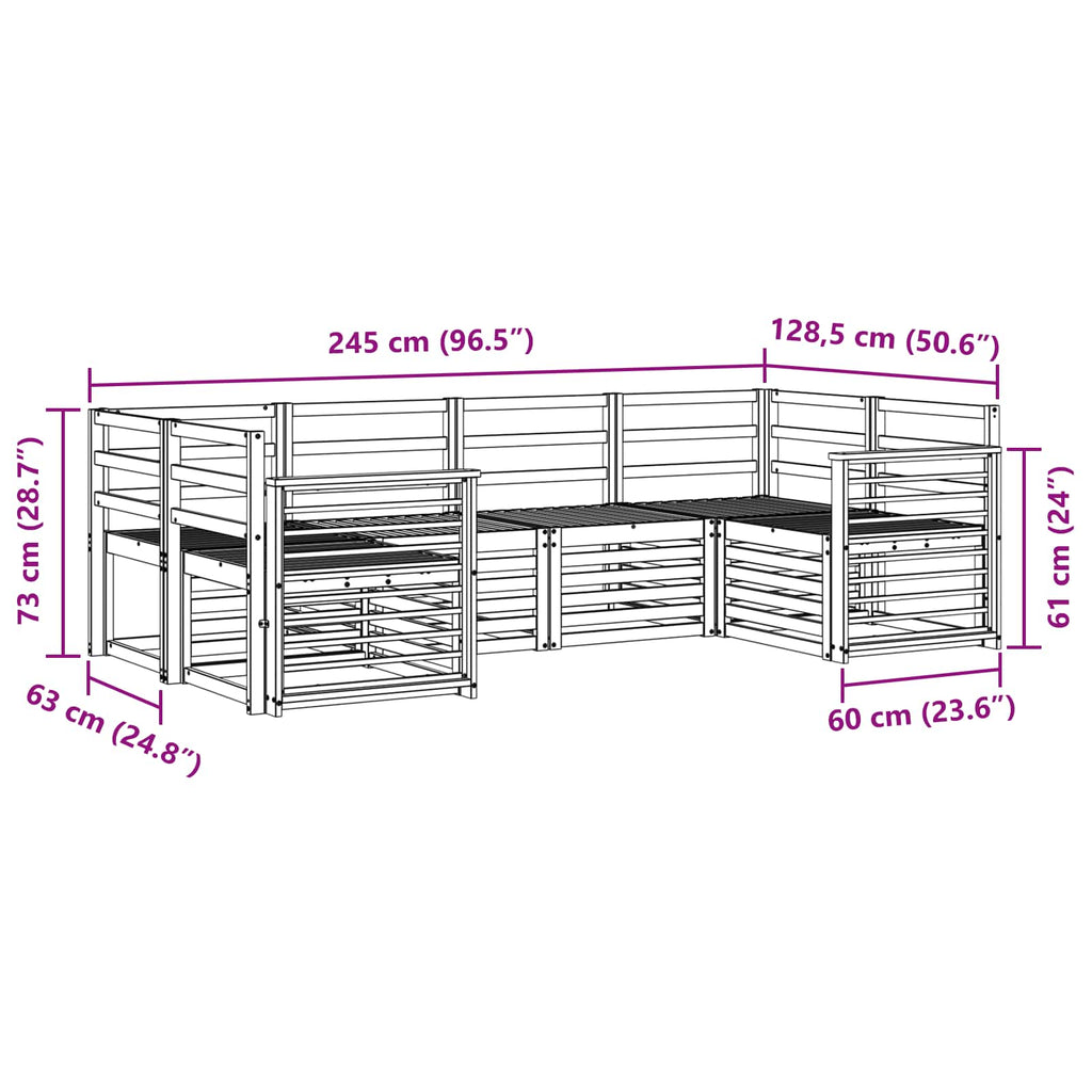 Sofa Sets 6 Pcs Solid Acacia Wood