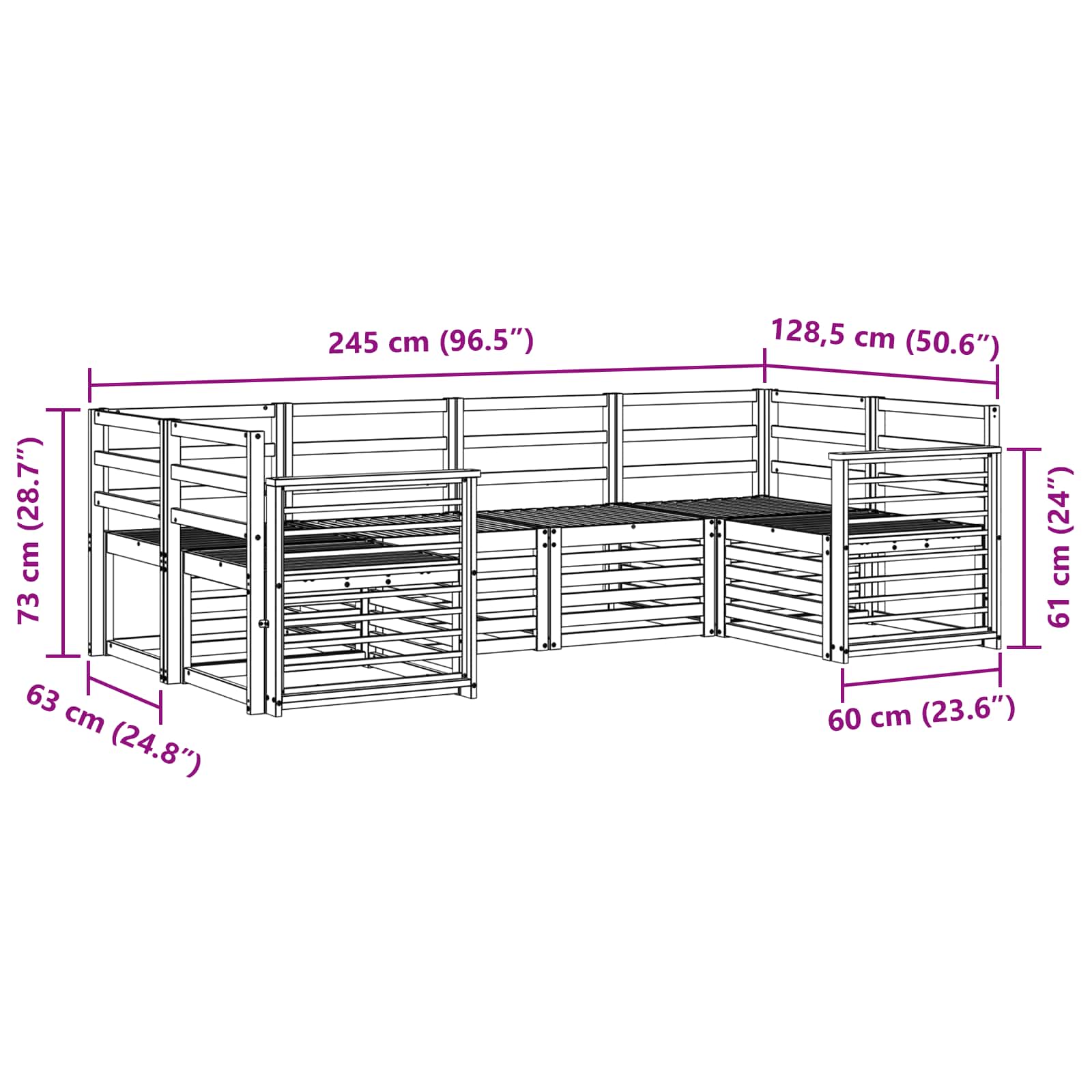Sofa Sets 6 Pcs Solid Acacia Wood