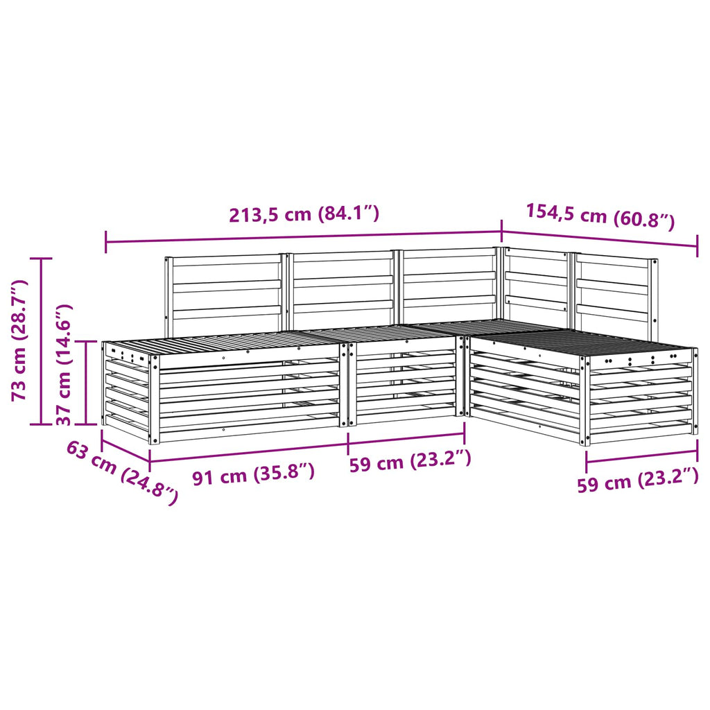 Outdoor Sofa Set 4 Piece Solid Acacia Wood