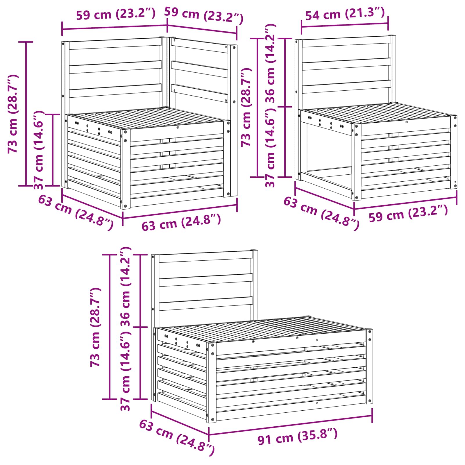 Outdoor Sofa Set 4 Piece Solid Acacia Wood