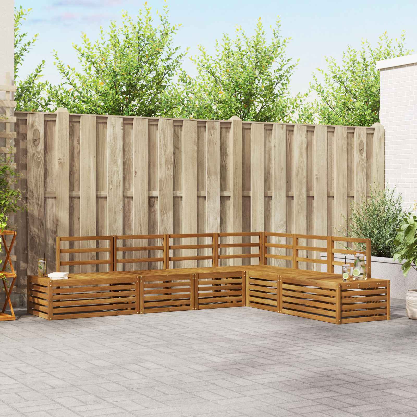 Outdoor Sofa Set 273 X 213.5 X 73 Cm Solid Acacia Wood