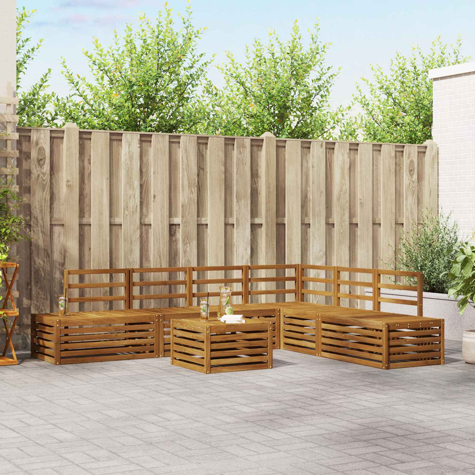 Outdoor Sofa Set 7 Piece Solid Acacia Wood