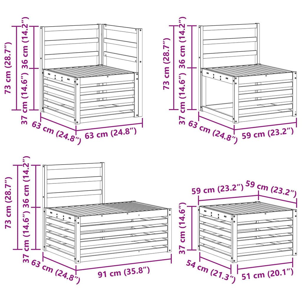 Outdoor Sofa Set 7 Piece Solid Acacia Wood