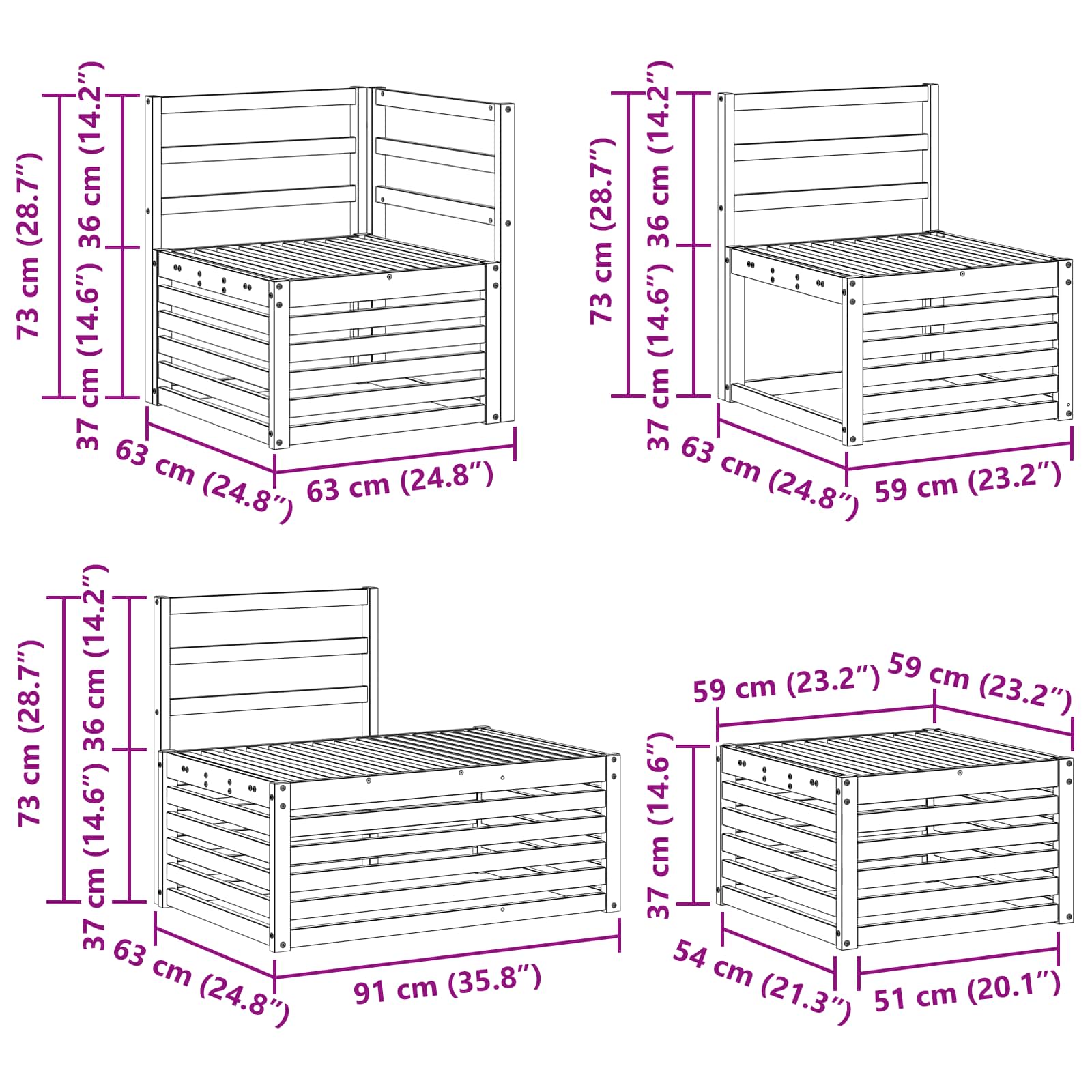 Outdoor Sofa Set 7 Piece Solid Acacia Wood