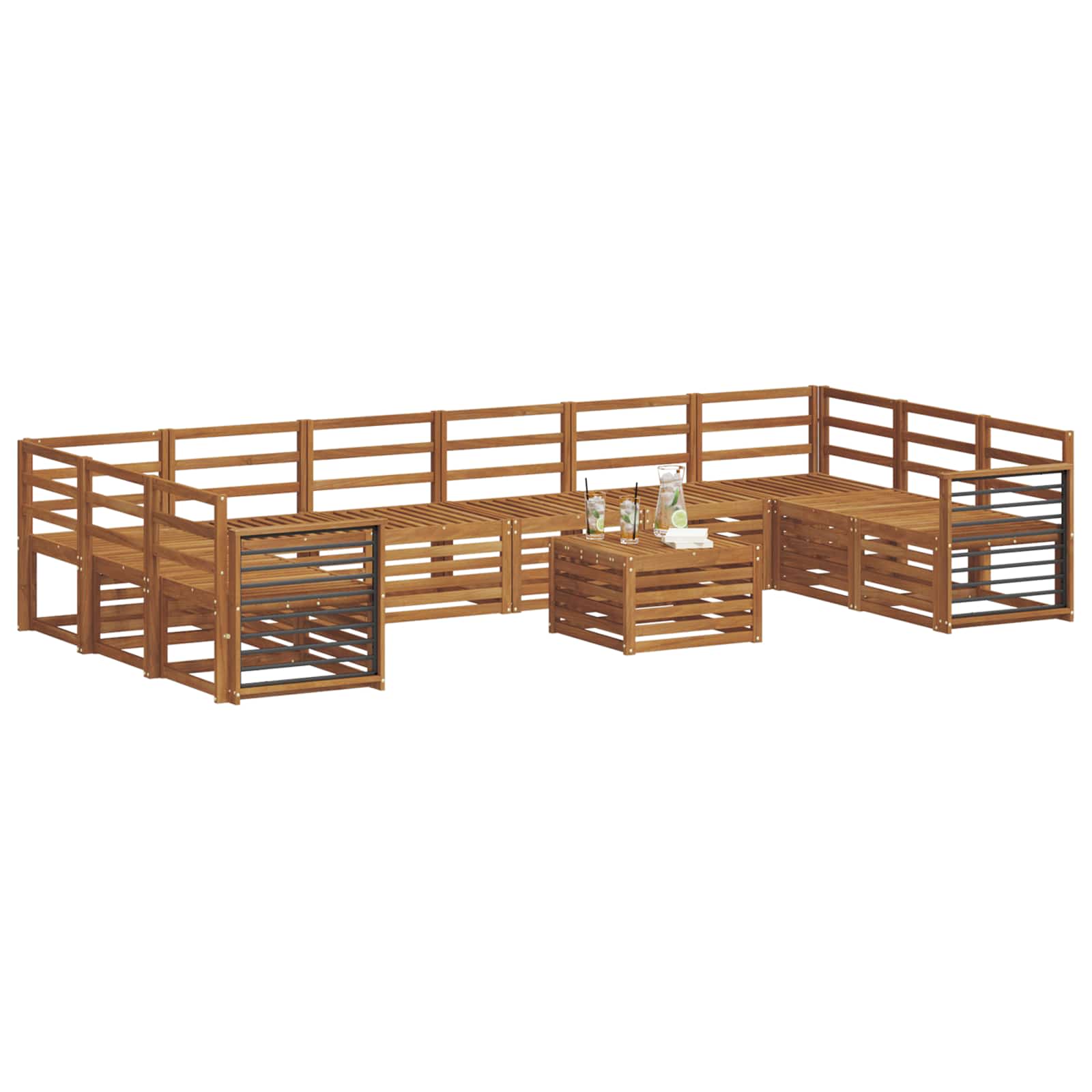 Sofa Sets 11 Pcs Solid Acacia Wood