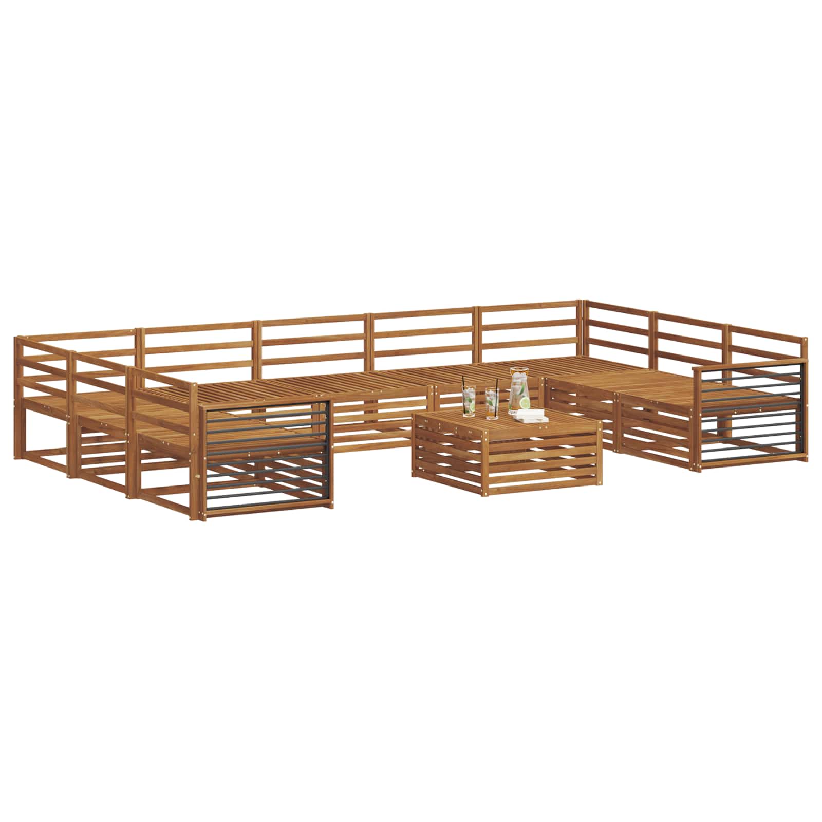 Sofa Sets 10 Pcs Solid Acacia Wood