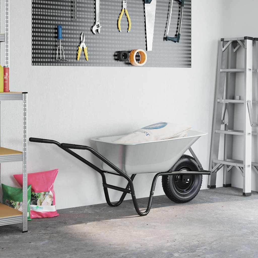 Wheelbarrows Wheelbarrow Silver Black 124 X 73 65 Cm Steel Silver and black Sing