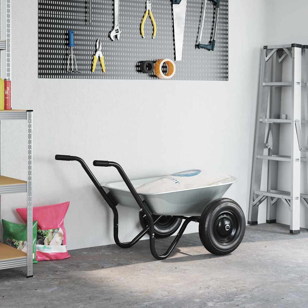 Wheelbarrow Silver And Black 124 X 73 X 65 Cm Steel