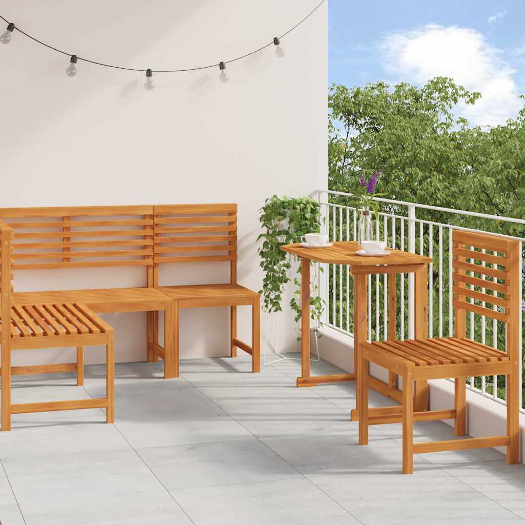 Garden Bench Set 4 Pcs Brown Solid Acacia Wood