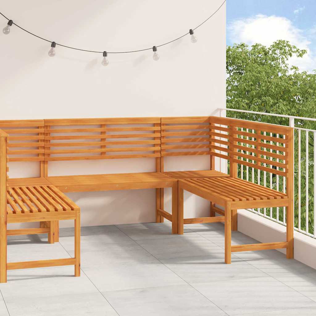 Garden Bench Set 4 Pcs Brown Solid Acacia Wood