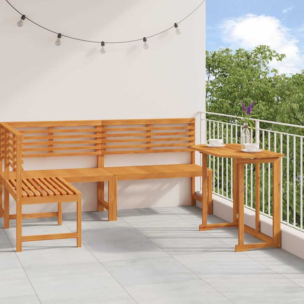 Garden Bench Set 4 Pcs Brown Solid Acacia Wood