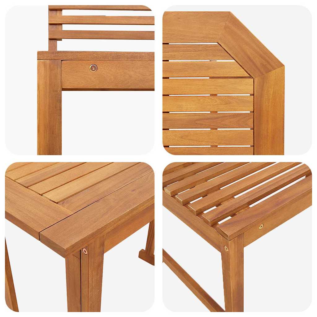 Garden Bench Set 4 Pcs Brown Solid Acacia Wood