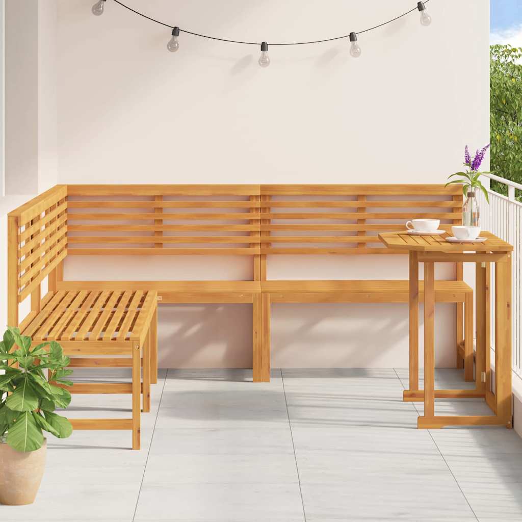 Garden Bench Set 4 Pcs Brown Solid Acacia Wood