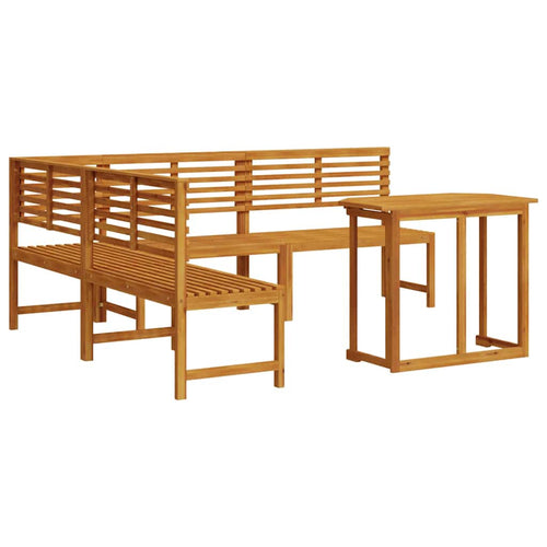 Garden Bench Set 4 Pcs Brown Solid Acacia Wood