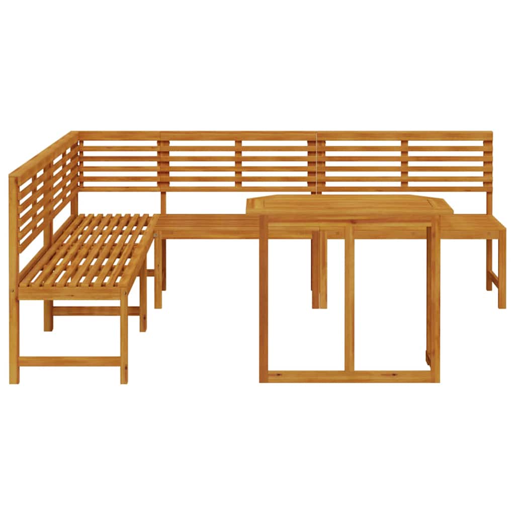 Garden Bench Set 4 Pcs Brown Solid Acacia Wood