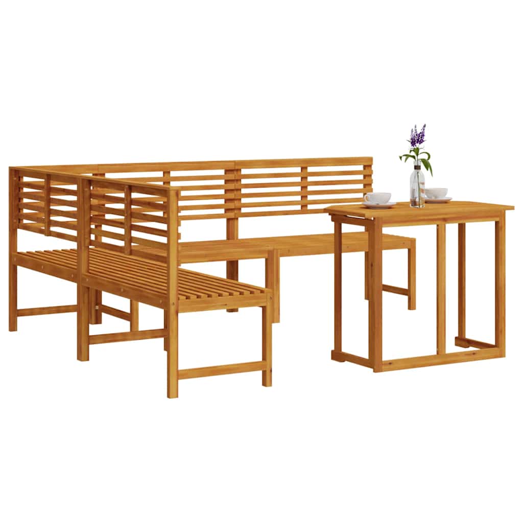 Garden Bench Set 4 Pcs Brown Solid Acacia Wood