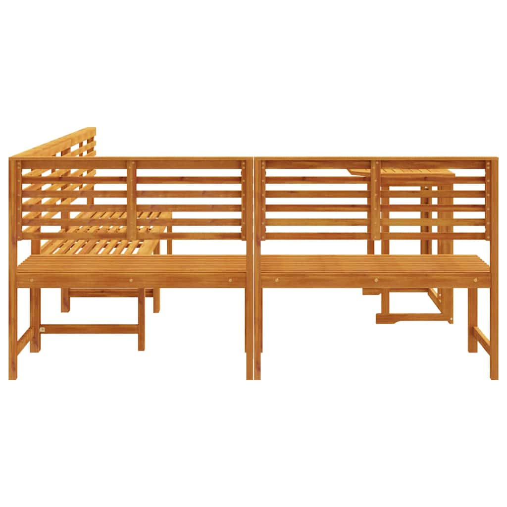 Garden Bench Set 4 Pcs Brown Solid Acacia Wood