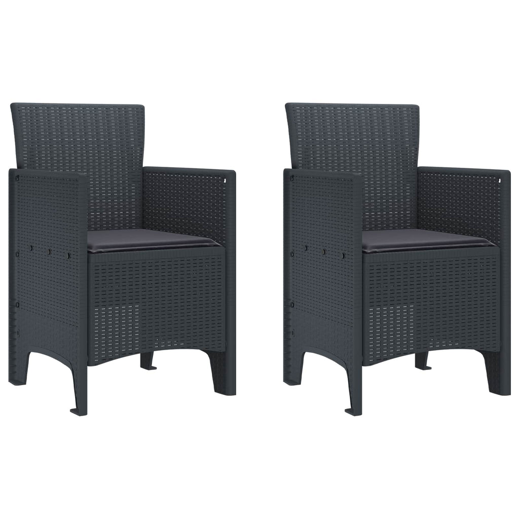 Garden Chair 2 Pcs Anthracite 53 X 49 X 85 Cm Polypropylene