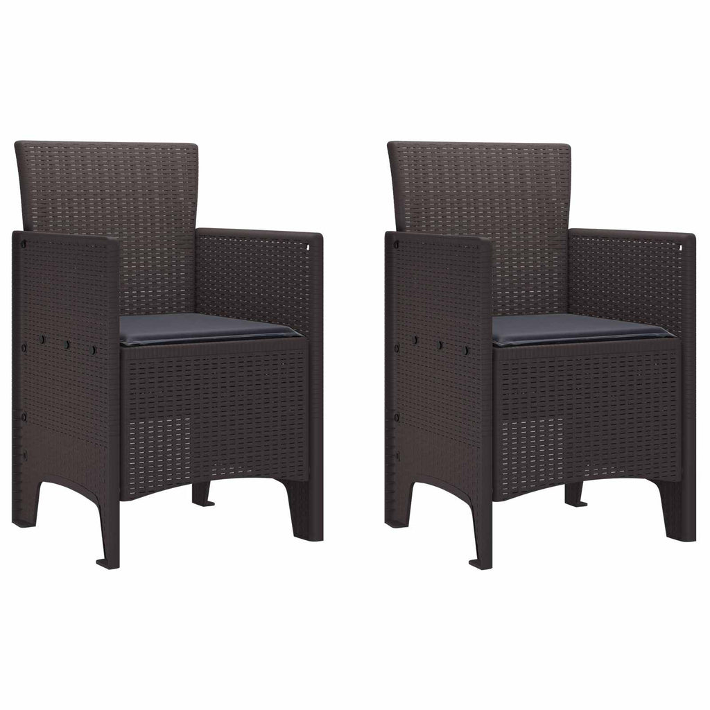 Garden Chair 2 Pcs Brown 53 X 49 X 85 Cm Polypropylene