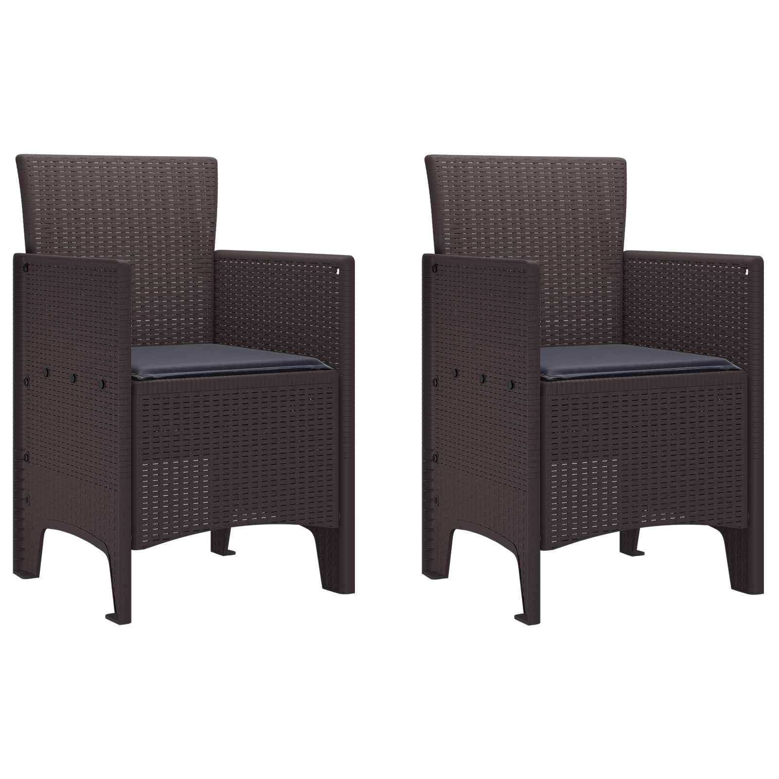 Garden Chair 2 Pcs Brown 53 X 49 X 85 Cm Polypropylene