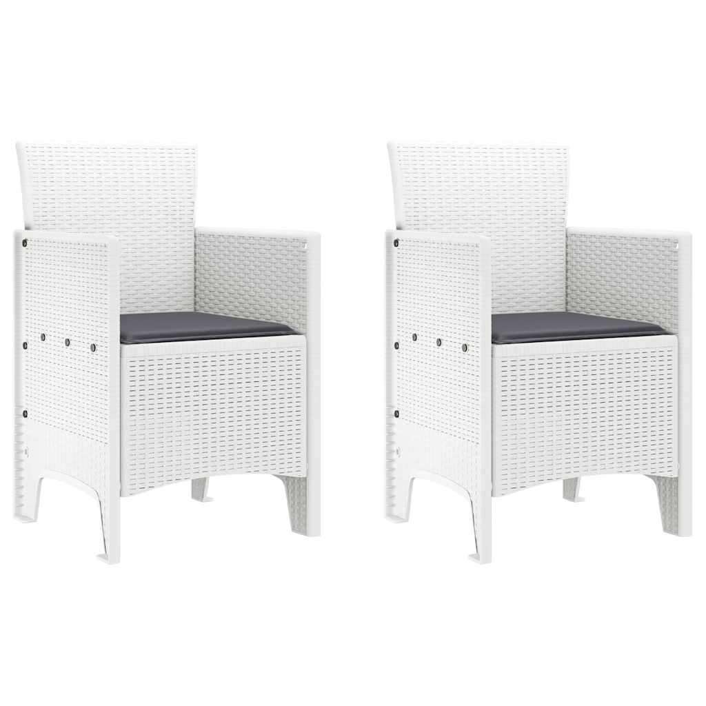 Garden Chair 2 Pcs White 53 X 49 X 85 Cm Polypropylene