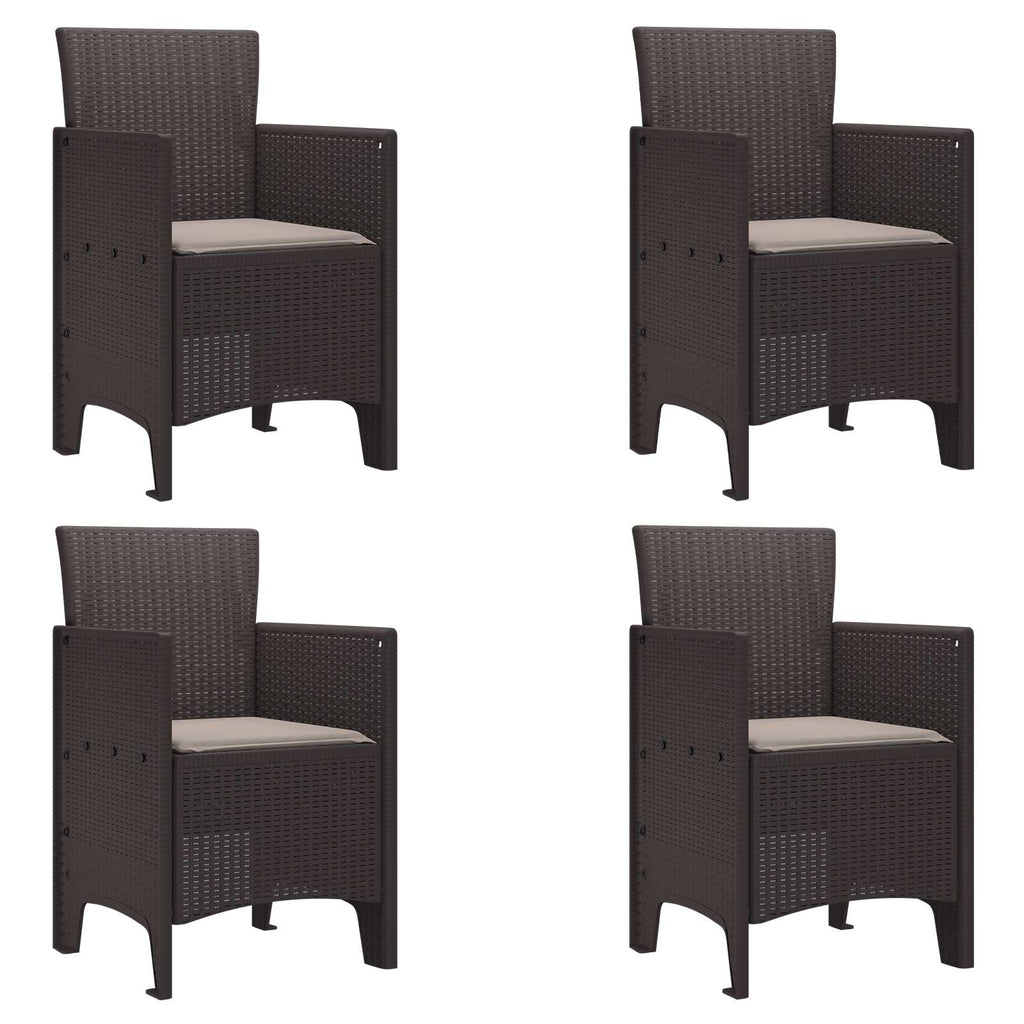 Garden Chair 4 Pcs Brown 53 X 49 X 85 Cm Polypropylene