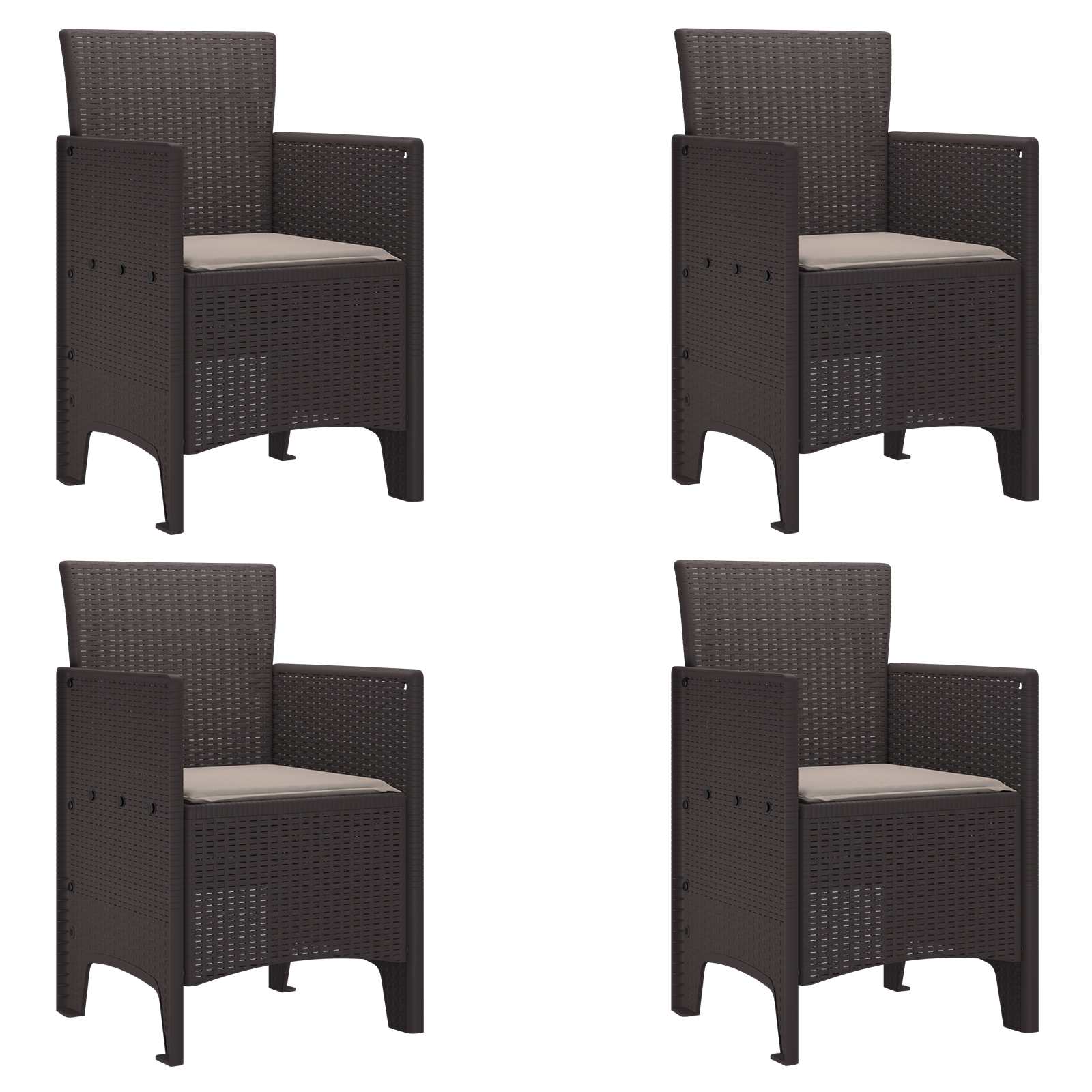 Garden Chair 4 Pcs Brown 53 X 49 X 85 Cm Polypropylene