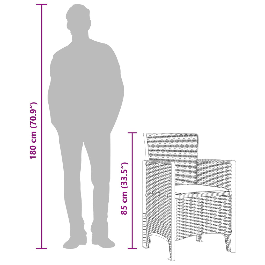 Garden Chair 4 Pcs Brown 53 X 49 X 85 Cm Polypropylene