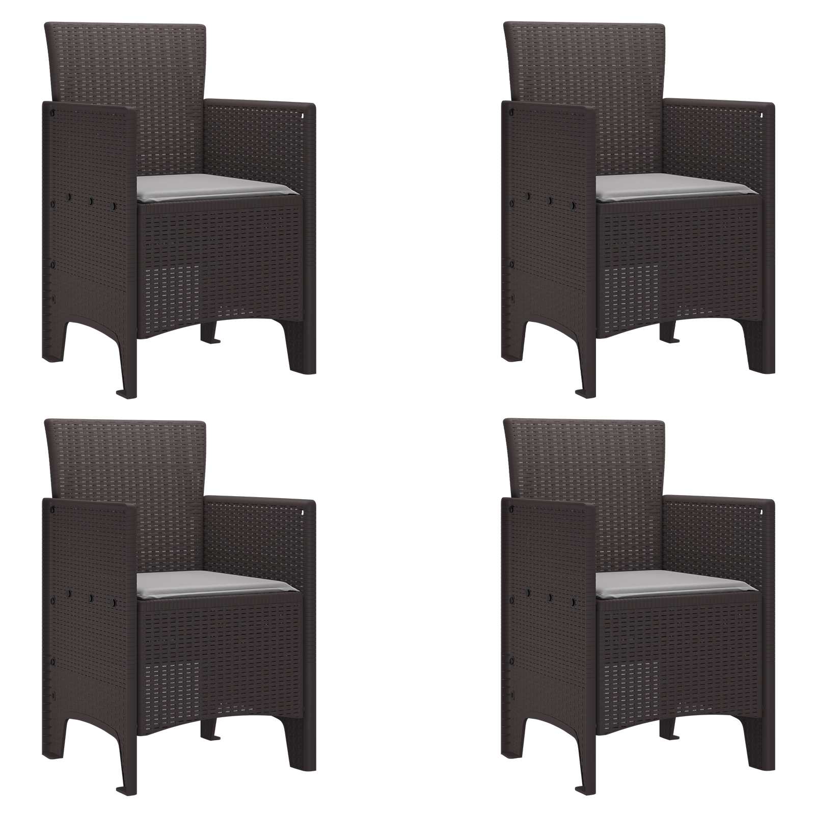 Garden Chair 4 Pcs Brown 53 X 49 X 85 Cm Polypropylene