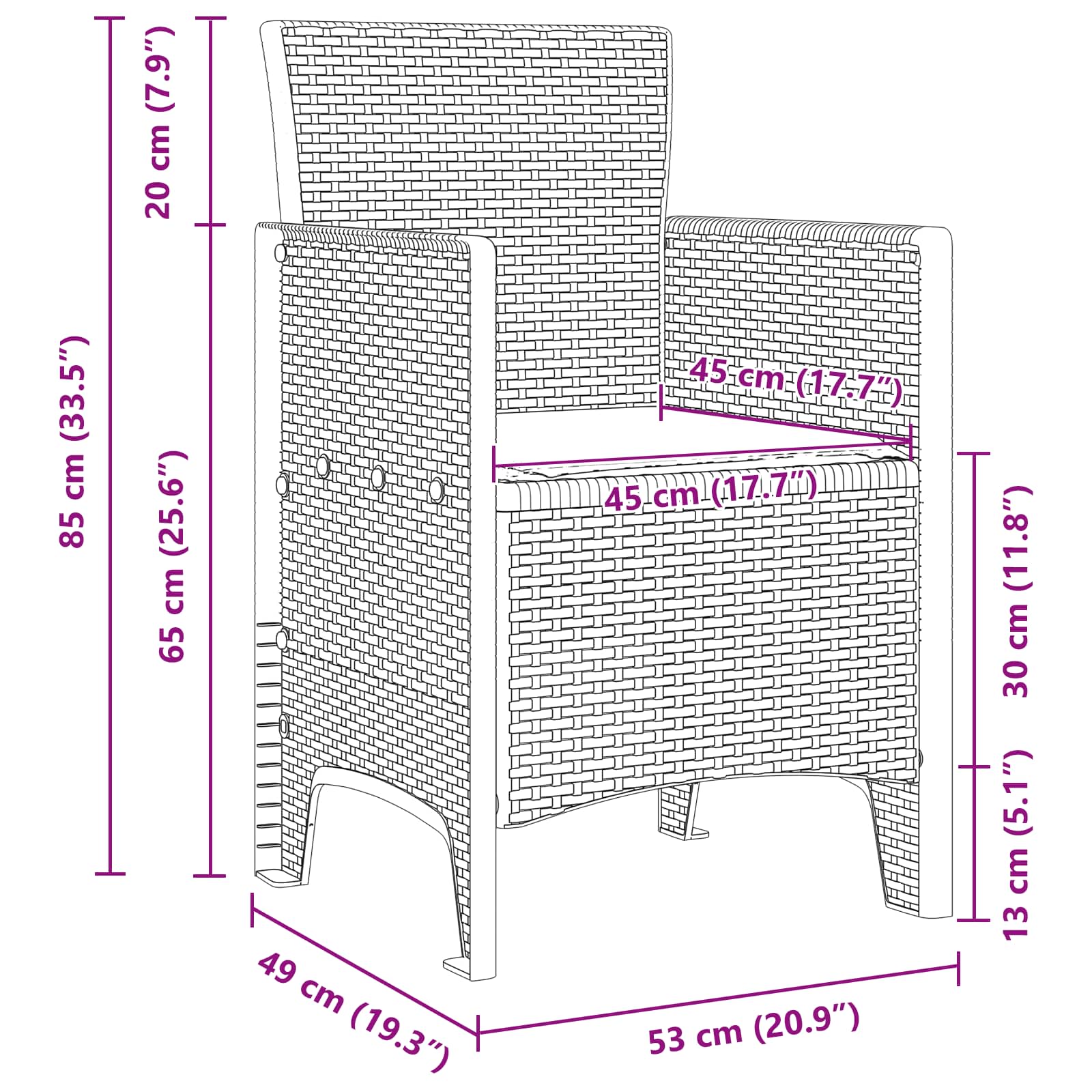 Garden Chair 4 Pcs Brown 53 X 49 X 85 Cm Polypropylene