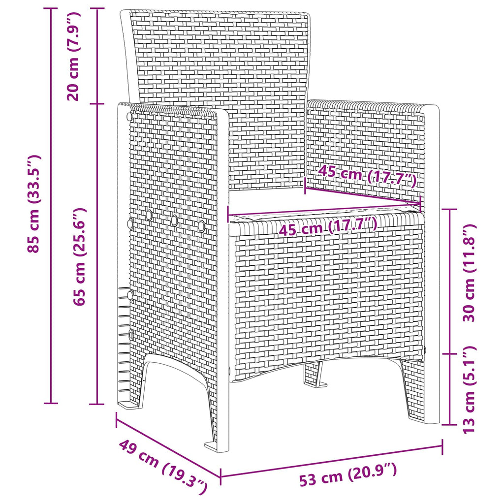Garden Chair 4 Pcs White 53 X 49 X 85 Cm Polypropylene