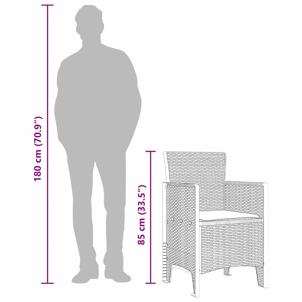 Garden Chair 4 Pcs Light Grey 53 X 49 X 85 Cm Polypropylene